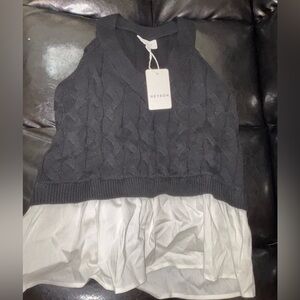 Heyson black Cable Knit Sweater Vest